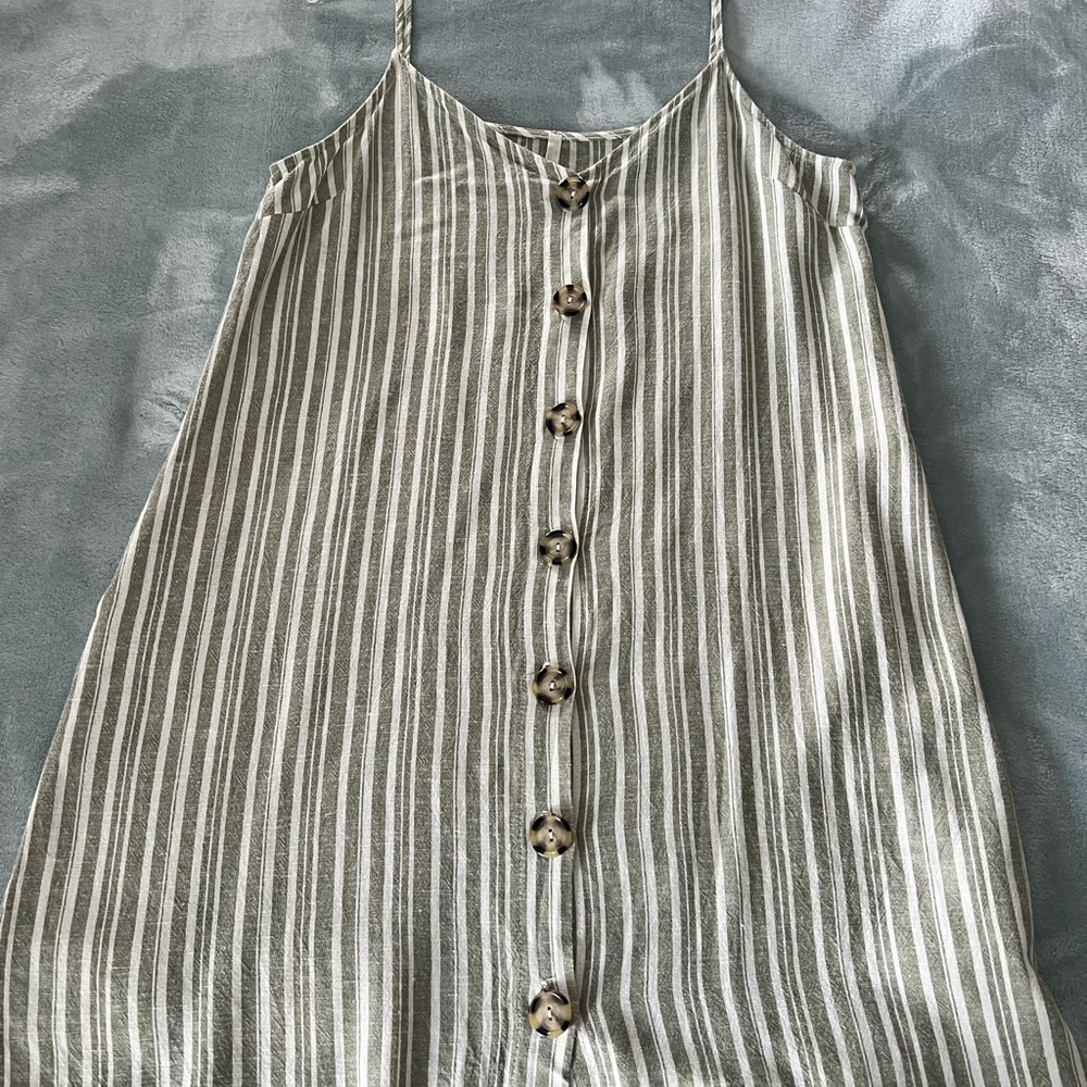 Spaghetti straps, Green & white striped jumper